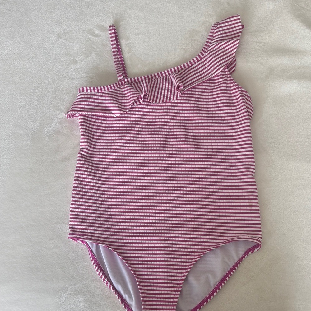 Joe Fresh Pink Striped Girls Swimsuit One Piece Size XL 14